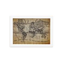 Quadro Vintage Mapa Antigo Meridional Moldura Branca 33x43cm