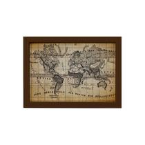Quadro Vintage Mapa Antigo Meridional Moldura Marrom 22x32cm