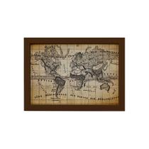 Quadro Vintage Mapa Antigo Meridional Moldura Marrom 33x43cm