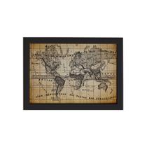 Quadro Vintage Mapa Antigo Meridional Moldura Preta 33x43cm
