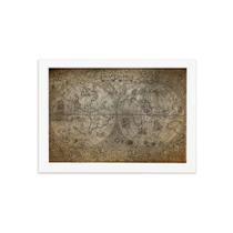 Quadro Vintage Mapa Antigo Moldura Branca 22x32cm