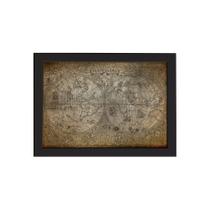 Quadro Vintage Mapa Antigo Moldura Preta 22x32cm