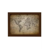 Quadro Vintage Mapa Mundi Antigo Moldura Marrom 33x43cm