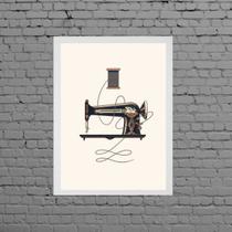 Quadro Vintage Máquina Costura 33x24cm - com vidro