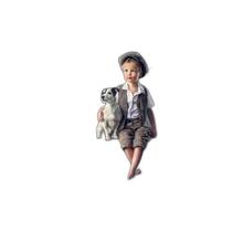 Quadro Vintage Menininho E Cachorro 45X34Cm Moldura Branca