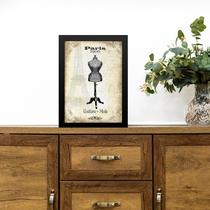 Quadro Vintage Moda Manequim Antigo 24x18cm - com vidro