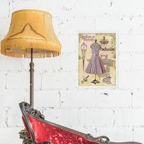 Quadro Vintage Moda Vestido Manequim 45X34Cm - Com Vidro Quadro Vintage Moda Vestido Manequim 45X34Cm - Com Vidro