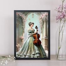 Quadro Vintage Mulher E Violino 45X34Cm