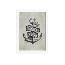 Quadro Vintage Náutico Âncora Moldura Branca 22x32cm