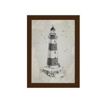 Quadro Vintage Náutico Farol Moldura Marrom 33x43cm Quadro Vintage Náutico Farol Moldura Marrom 33x43cm