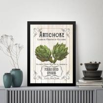 Quadro Vintage Para Cozinha Alcachofra 33x24cm - com vidro Quadro Vintage Para Cozinha Alcachofra 33x24cm - com vidro
