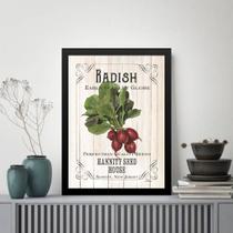 Quadro Vintage Para Cozinha Rabanete 24x18cm - com vidro