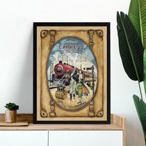 Quadro Vintage Poster Trem - Maria Fumaça 24x18cm - com vidro