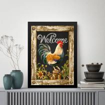 Quadro Vintage Rústico Galinha 45x34cm - com vidro