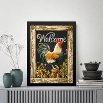 Quadro Vintage Rústico Galinha 45X34Cm - Com Vidro