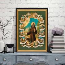 Quadro Vintage São Francisco De Assis 45X34Cm Moldura Preta