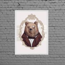 Quadro Vintage Senhor Urso 24x18cm - com vidro