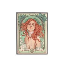 Quadro Vintage Signo Cancer 33X24 Com Vidro - Madeira Preta