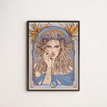 Quadro Vintage Signo Capricórnio 45x34cm - com vidro