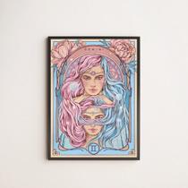 Quadro Vintage Signo Gêmeos 33x24cm - com vidro Quadro Vintage Signo Gêmeos 33x24cm - com vidro