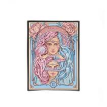 Quadro Vintage Signo Gêmeos 45X34Cm Com Vidro Moldura Preta