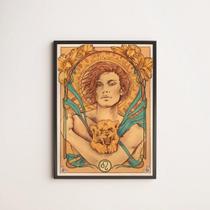 Quadro Vintage Signo Leão 45X34Cm - Com Vidro Moldura Preta