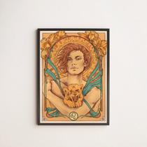 Quadro Vintage Signo Leão 45x34cm - com vidro