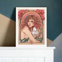 Quadro Vintage Signo Virgem 33X24 Com Vidro - Madeira Preta