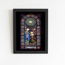 Quadro Vitral Maria Elizabeth E José Moldura Preta 60X40Cm