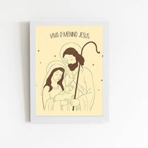 Quadro Viva O Menino Jesus Cristo Moldura Branca 60X40Cm