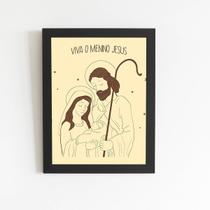 Quadro Viva o Menino Jesus Cristo Moldura Preta 60x40cm