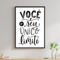 Quadro Você É Seu Único Limite Branco 60X40Cm Moldura Preta
