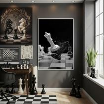 Quadro Xadrez Bárbaro 70X50Cm Mold Branca