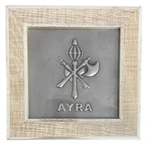 Quadro Xangô Ayra Orixá Madeira Carvalho e Metal 13 x13 cm