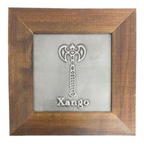Quadro Xangô Machado Madeira Imbuia e Metal 14,5x14,5cm