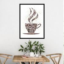 Quadro Xícara Coffee Time - Marrom e Branco 45x34cm - com vidro Quadro Xícara Coffee Time - Marrom e Branco 45x34cm - com vidro