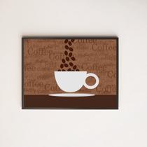 Quadro Xícara de Café Com Grãos 33x24cm - com vidro