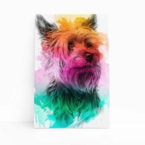 Quadro Yorkshire Terrier Cachorro Aquarela Canvas 20x30cm