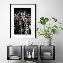 Quadro Zebras Modernas De Óculos - 60X48Cm