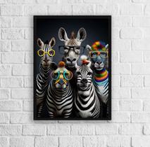 Quadro Zebras Modernas Divertidas DeÓculos 33x24cm - com vidro Quadro Zebras Modernas Divertidas DeÓculos 33x24cm - com vidro