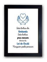 Quadros 7 Linhas De Umbanda A4 Moldura Parede decoração