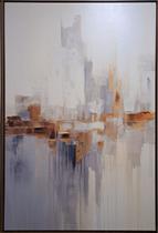 Quadros Abstrato Azul Cantos Tons Quentes