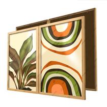 Quadros Abstrato Folhas Plantas Seca Boho Moldura e Vidro
