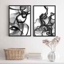 Quadros Abstratos Mulher Preto/Branco 45x34cm c/ Vidro