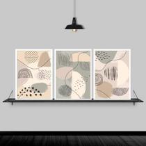 Quadros Abstratos Orgânicos Moldura Preta 33X24Cm 3 Peças