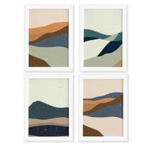 Quadros Abstratos Paisagens Quentes Mold Branca 22x32 Kit 4u