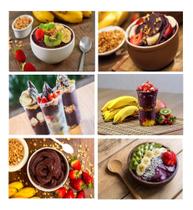 Quadros Açaí Copo Tigela Frutas Decoração Açaíteria 6 Peças Quadros Açaí Copo Tigela Frutas Decoração Açaíteria 6 Peças