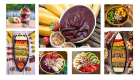 Quadros Açaí Tigela Copo Barca Decoração Açaíteria 7 Peças