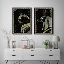 Quadros Animais Egípcios Moldura Branca 24X18Cm 2 Peças Quadros Animais Egípcios Moldura Branca 24X18Cm 2 Peças