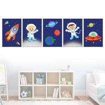 Quadros Astronauta Kit 5 peças 20x30 cm Decorativo Infantil Quadros Astronauta Kit 5 peças 20x30 cm Decorativo Infantil